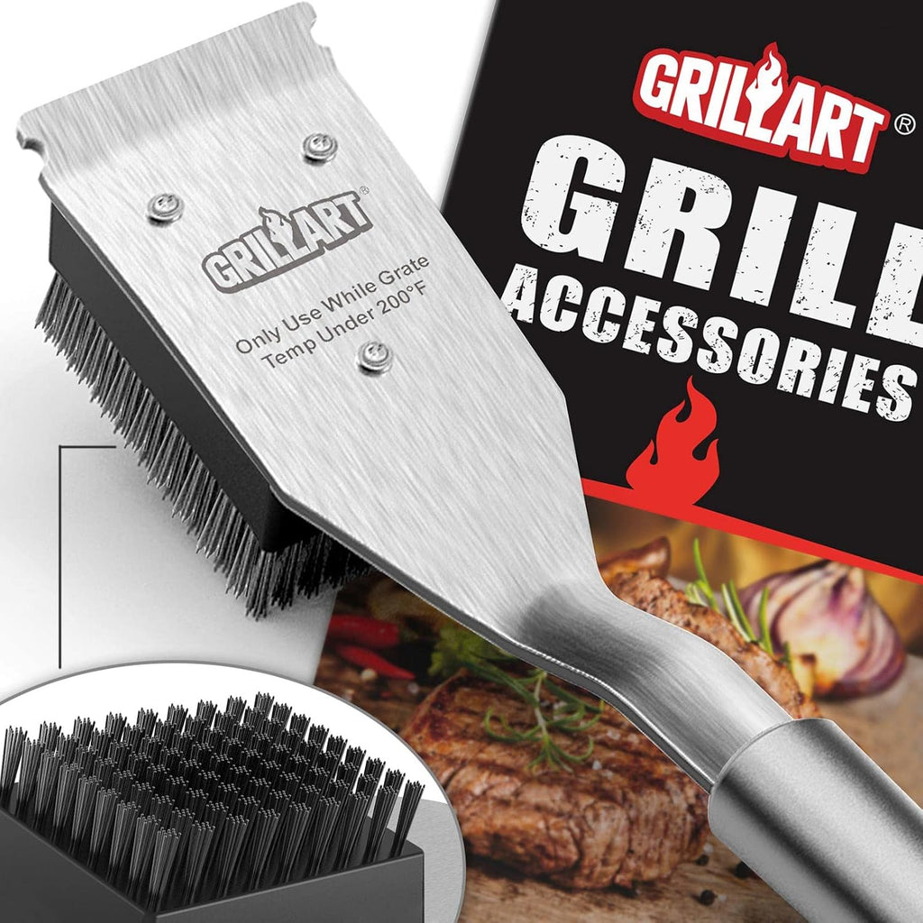 GRILLART Grill Brush and Scraper, Wire BBQ Grill Brush for Outdoor Grill