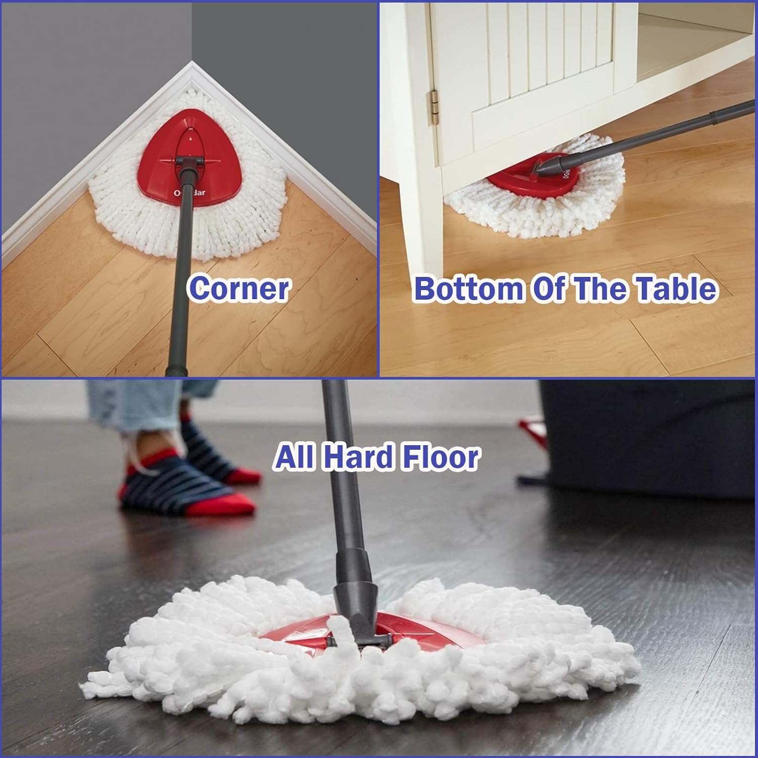 Spin Mop Replacement Head 4 Pack Mop Refill Compatible with Ocedar Triangle