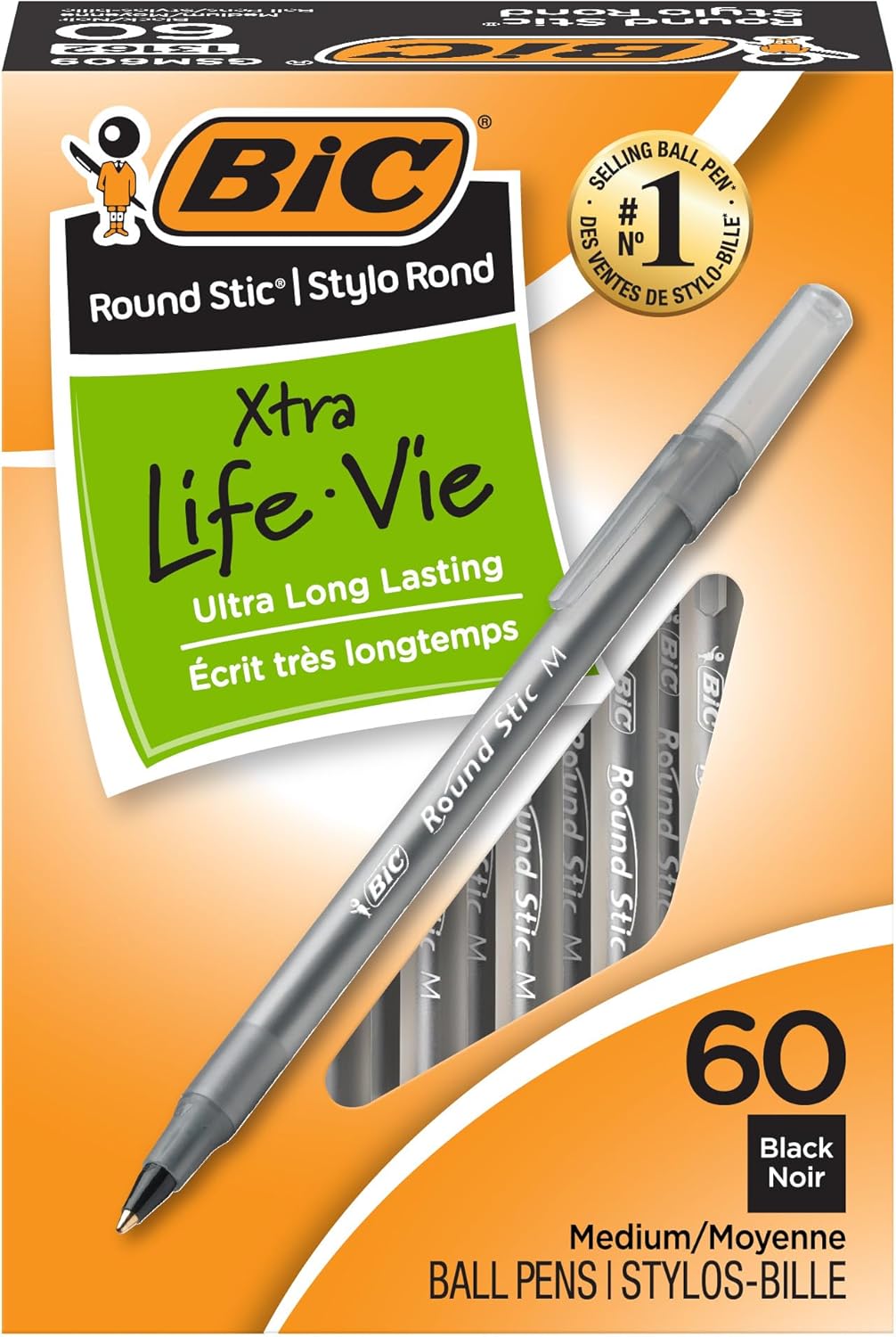 BIC Round Stic Xtra Life Ballpoint Pen, Ultra Long Lasting and Consistent Ink