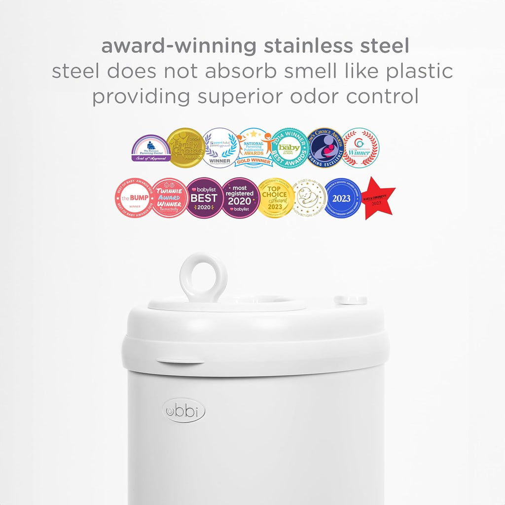 Ubbi Steel Diaper Pail, Odor Locking, No Special Bag Required, Award-Winning