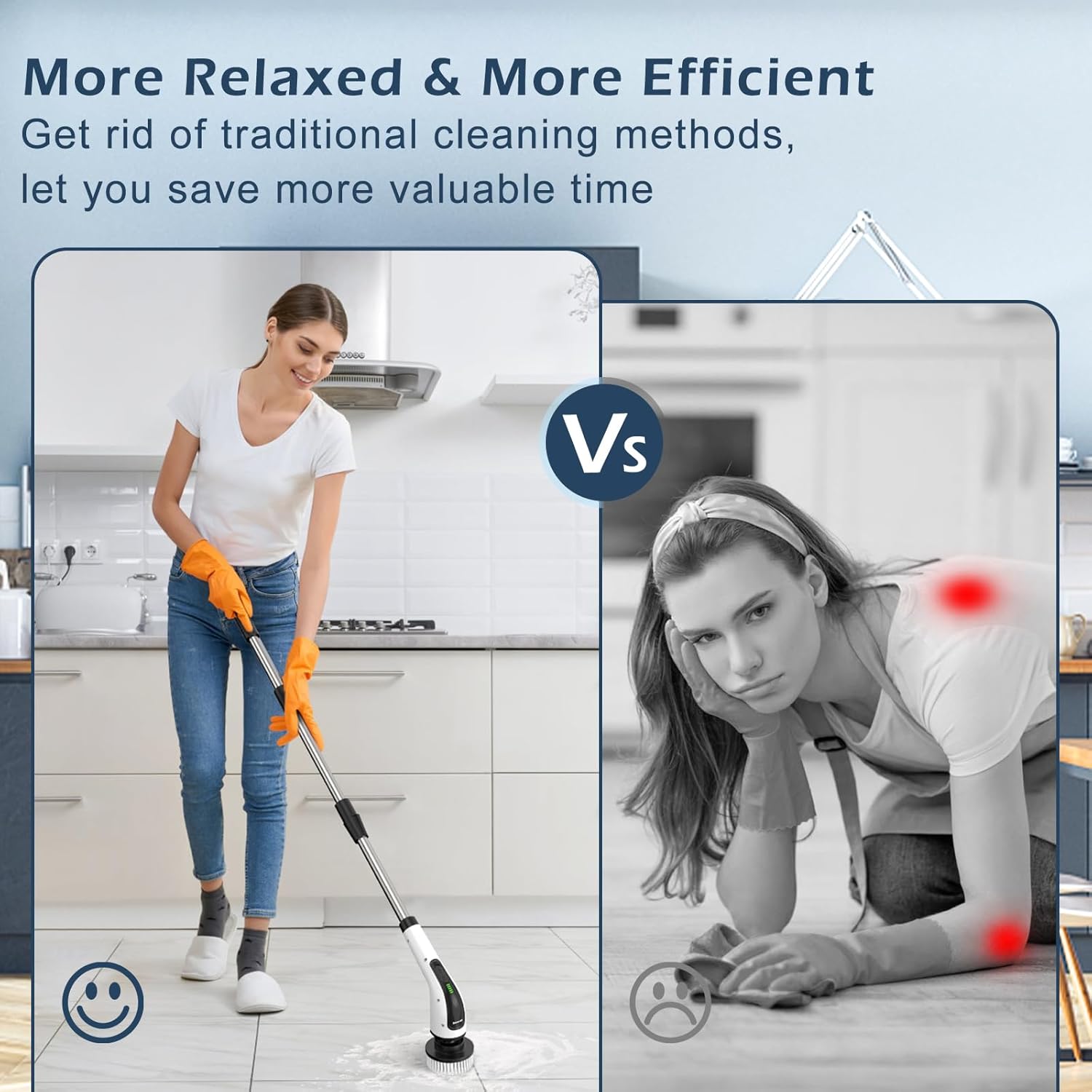 Bomves Electric Spin Scrubber, Cordless Cleaning Brush Scrubber for Home, 8