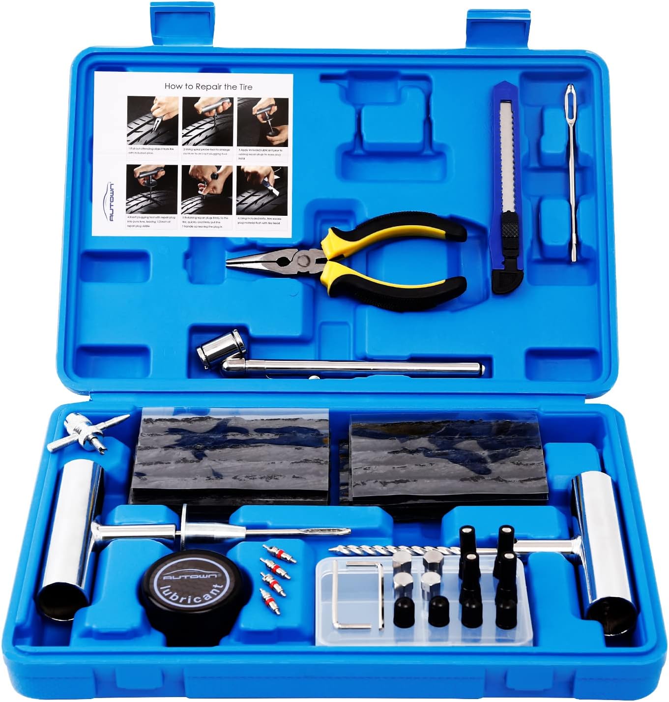 AUTOWN Tire Repair Kit - 68pcs Heavy Duty Tire Plug Kit, Universal Tire