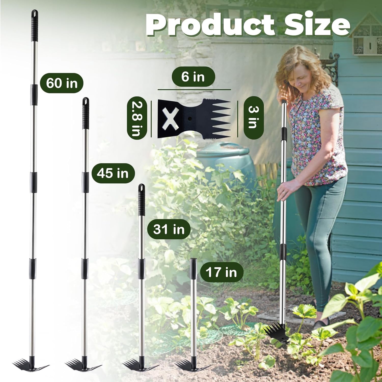 NICOFPHY Weed Puller Tool with Long Handle - 60" Manual Weeder Remover Tool