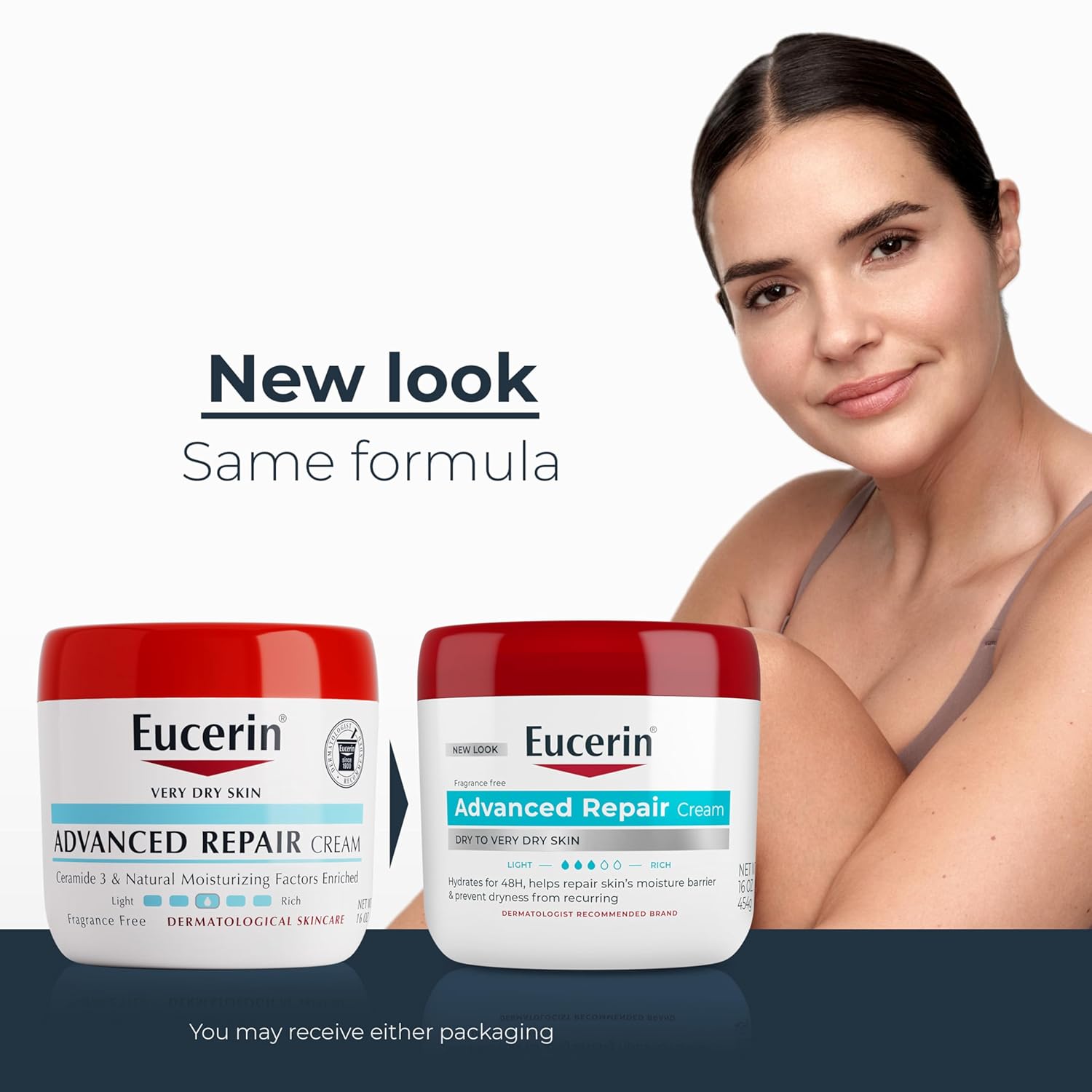 Eucerin Advanced Repair Body Cream for Very Dry Skin, Fragrance Free Daily