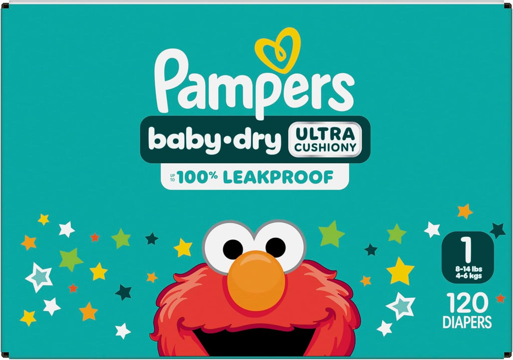 Pampers Diapers - Baby Dry - Size 1, 120 Count, Absorbent Disposable Infant