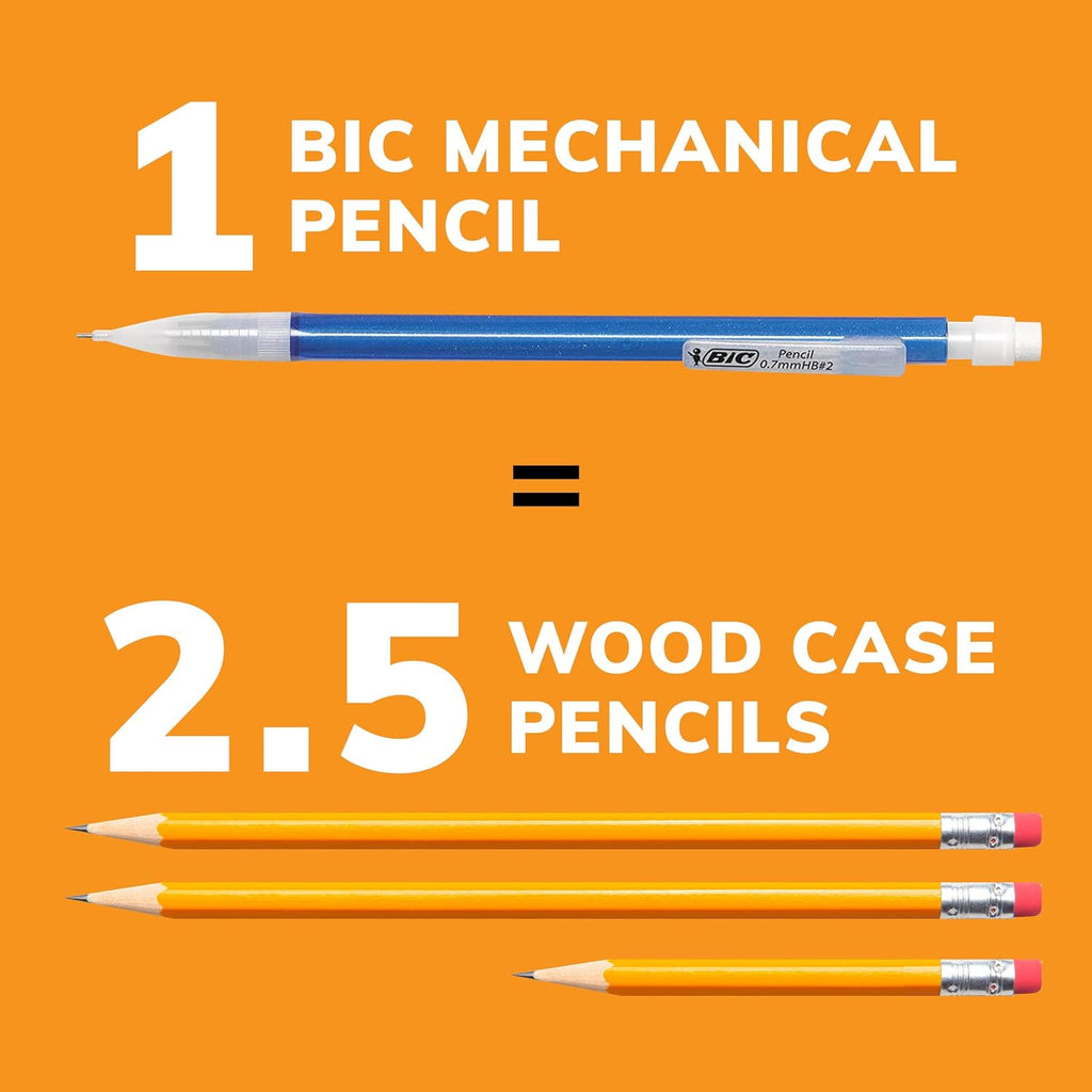 BIC Xtra-Sparkle Number 2 Mechanical Pencils With Erasers, Medium Point