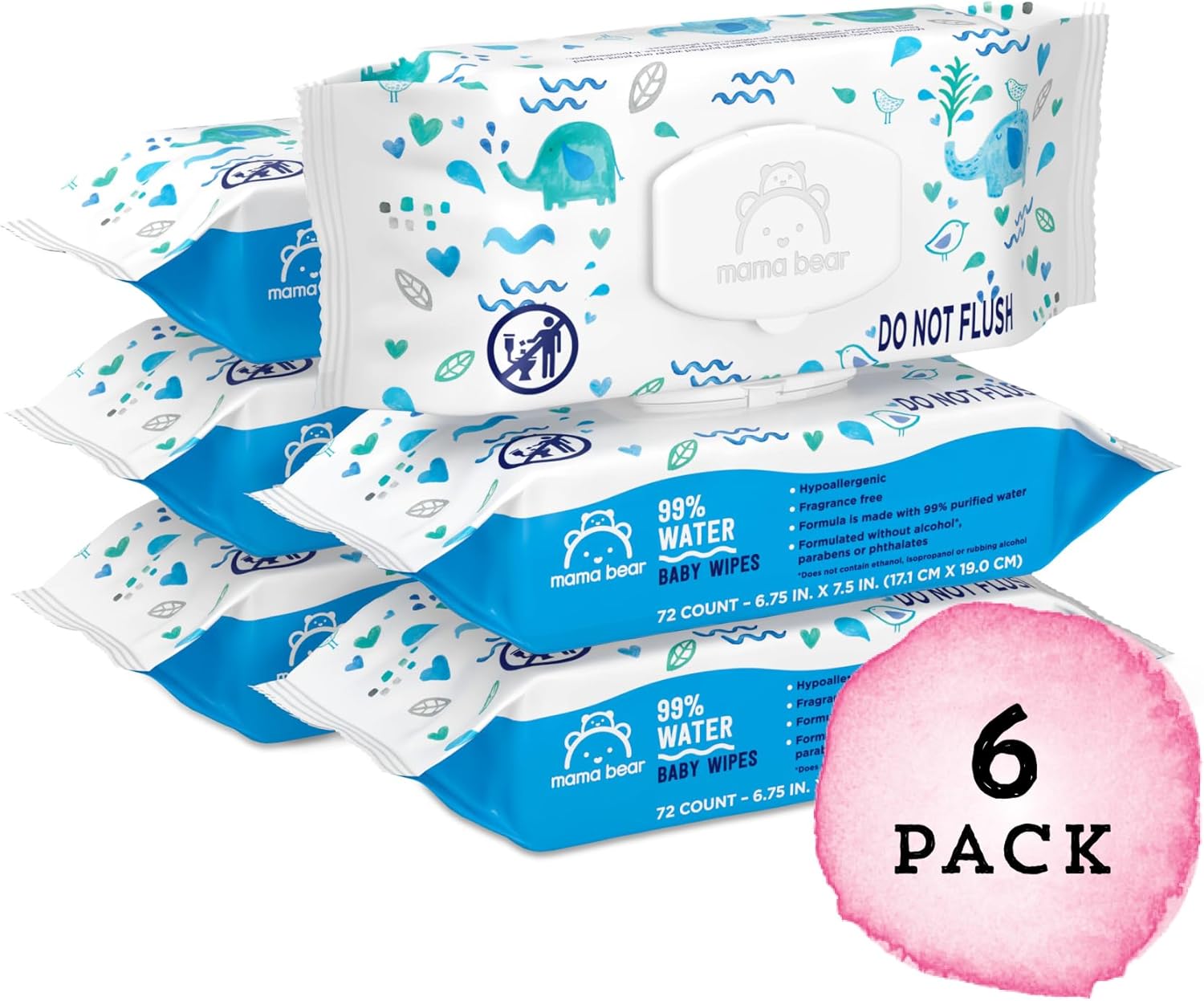 Amazon Brand - Mama Bear 99% Water Baby Wipes, Hypoallergenic, Fragrance