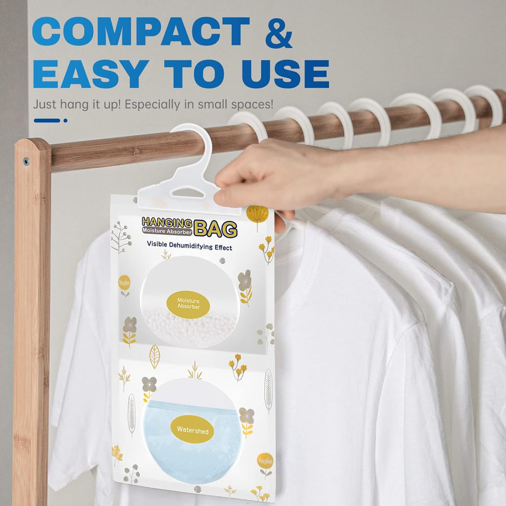Vacplus Moisture Absorbers, Hanging Closet Dehumidifier Bags, Humidity Packs