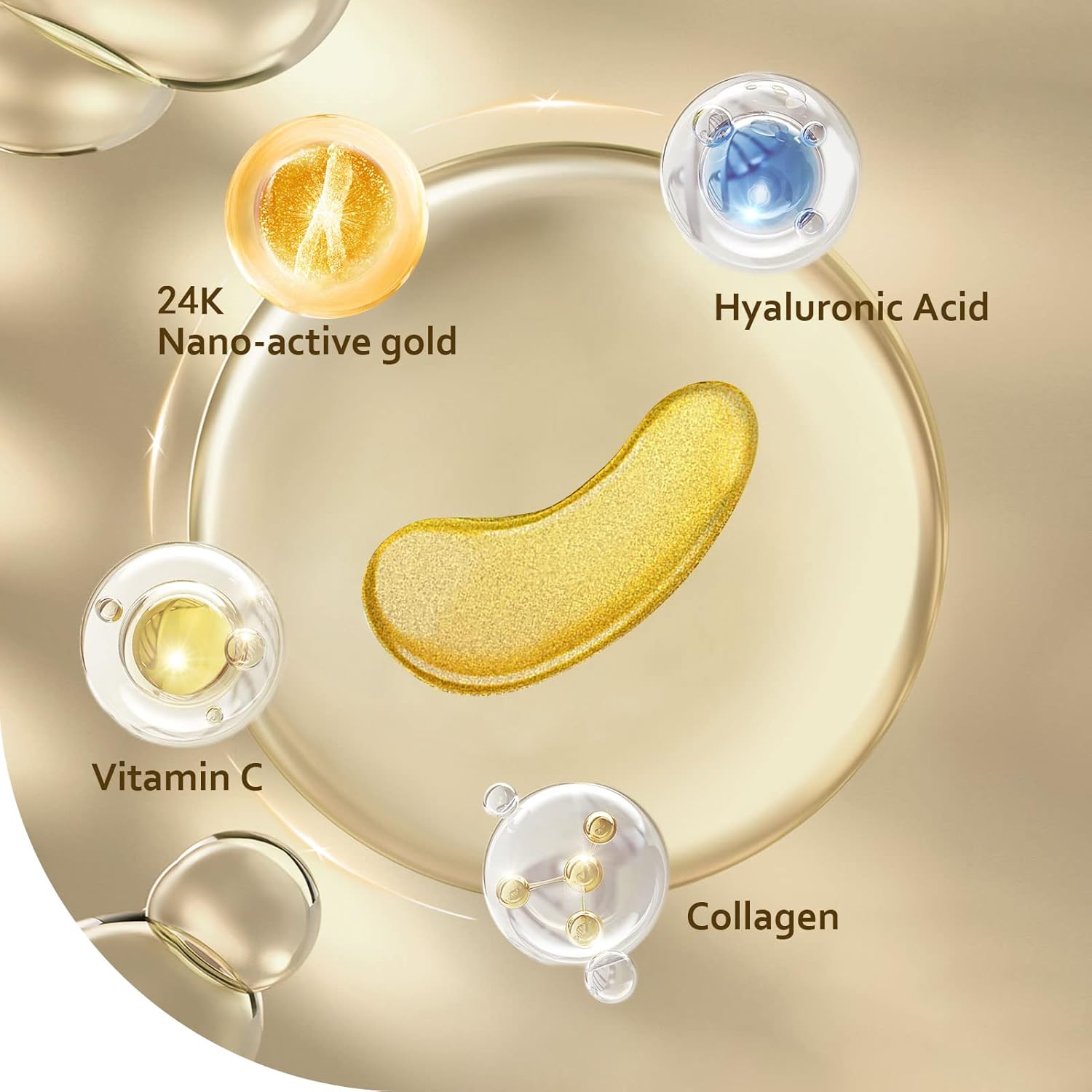 Taimand Under Eye Patches (30 Pairs), 24K Gold Under Eye Mask for Puffy Eyes