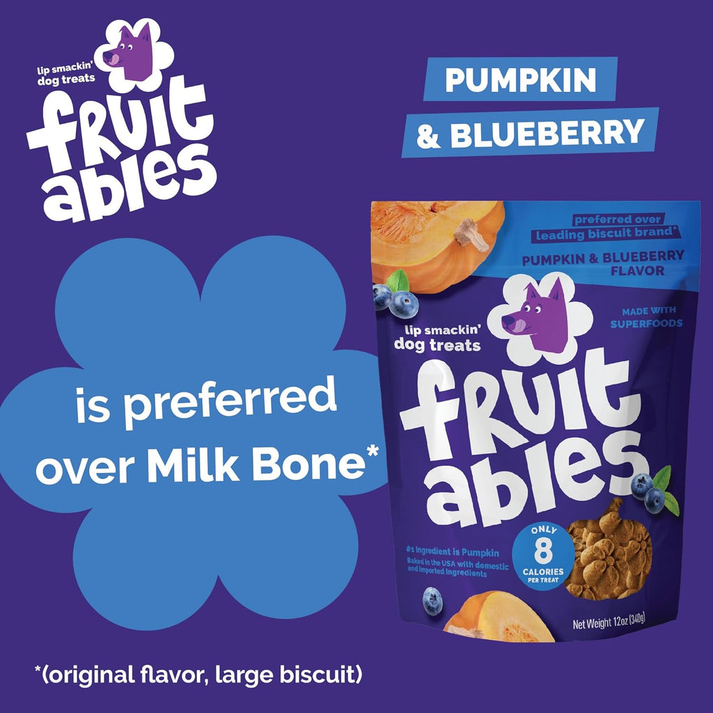 Fruitables Baked Dog Treats, Healthy Pumpkin Treat for Dogs, Low Calorie &