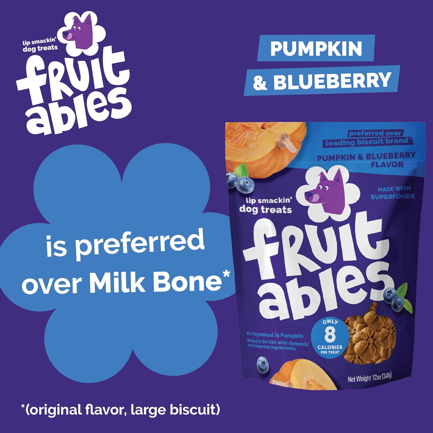 Fruitables Baked Dog Treats, Healthy Pumpkin Treat for Dogs, Low Calorie &