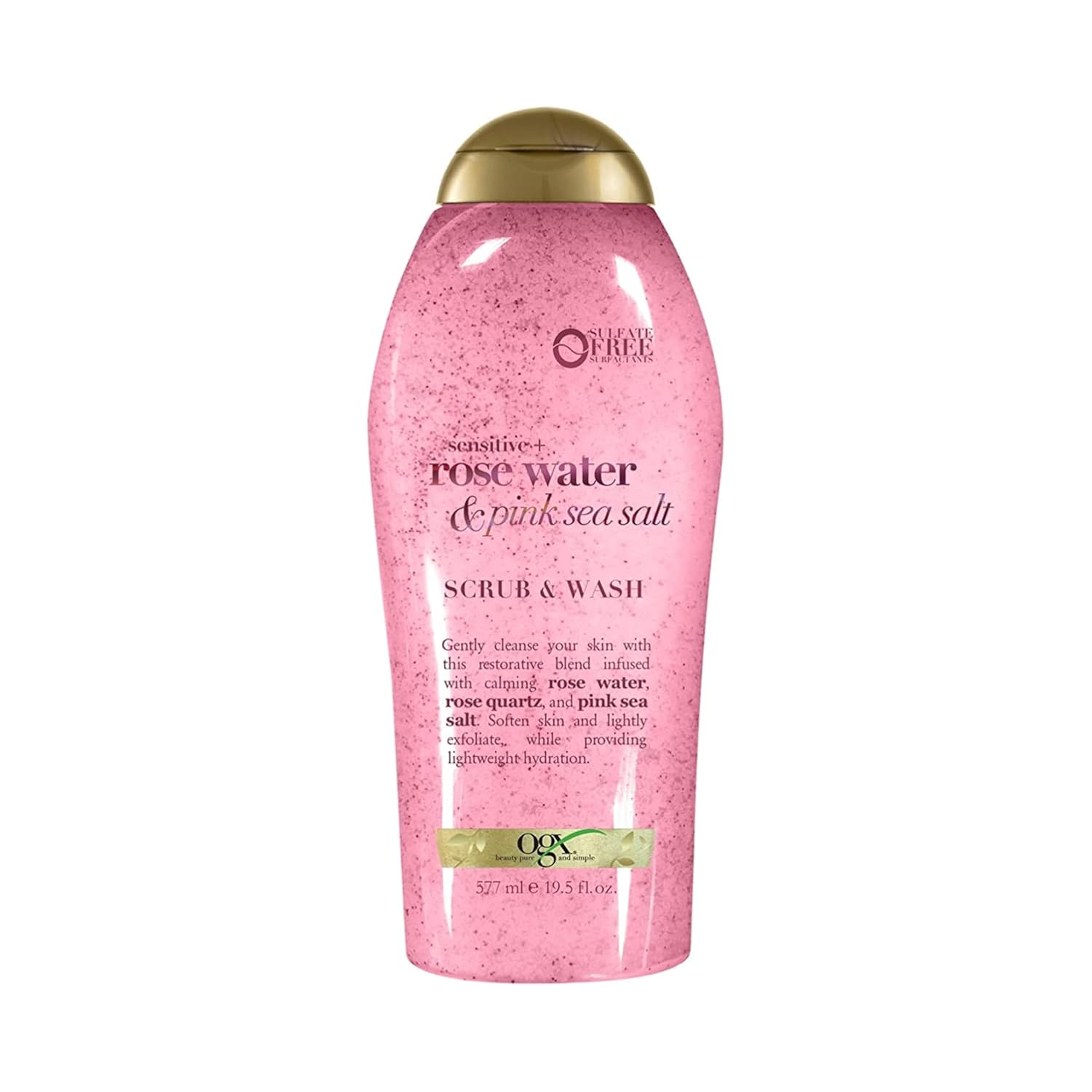 OGX Sensitive + Rose Water & Pink Sea Salt Exfoliating Body Scrub + Rose
