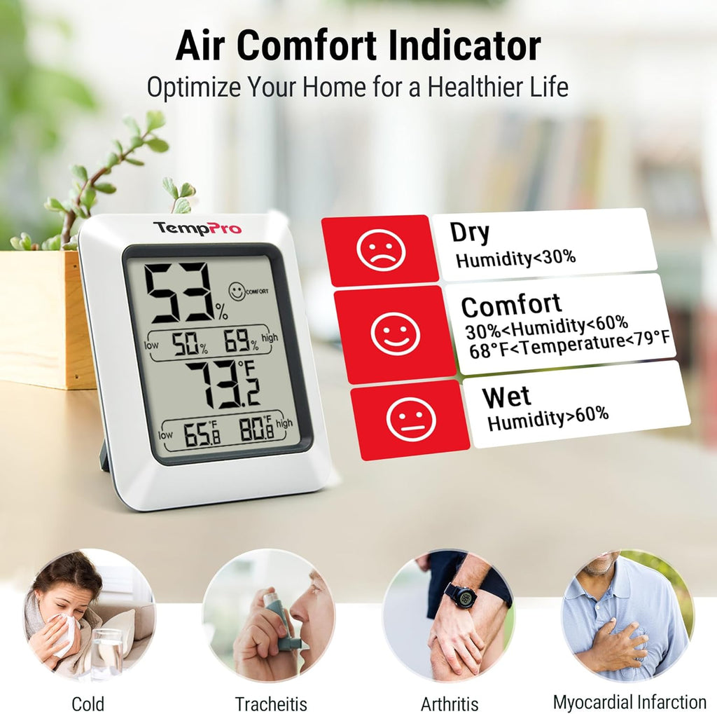 TempPro TP50 Digital Hygrometer Indoor Thermometer Room Thermometer and