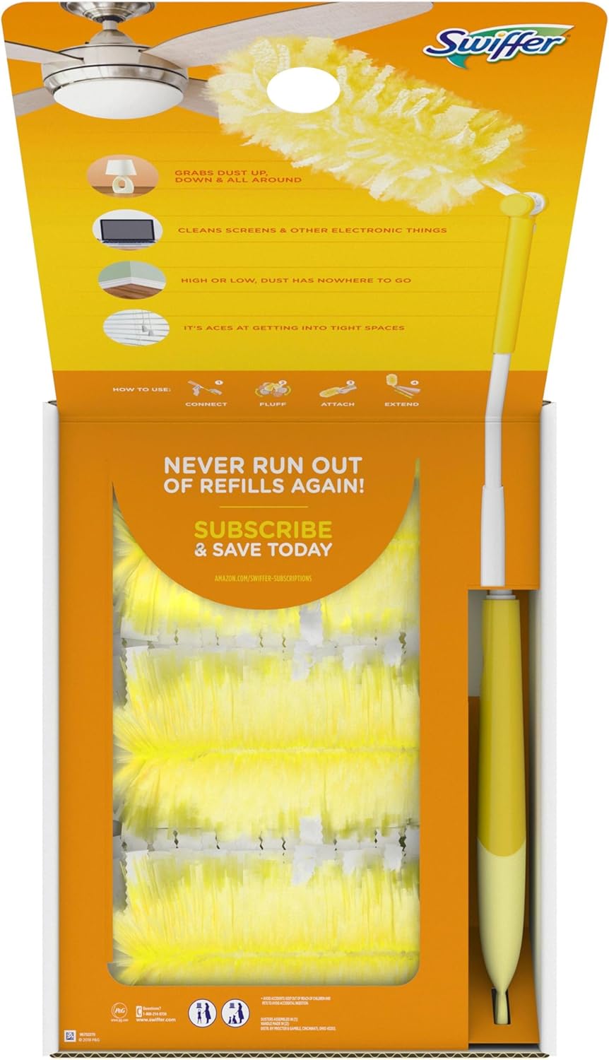 Swiffer Duster Kit with 3 ft Extendable Handle, Heavy Duty Dusting Starter