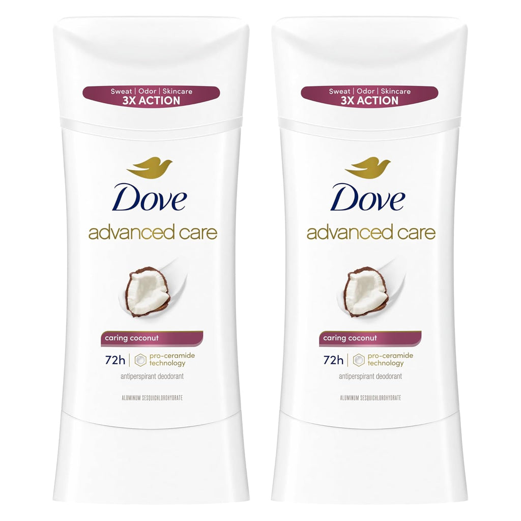 Dove Advanced Care Antiperspirant Caring Coconut, 2 Count Deodorant Stick for