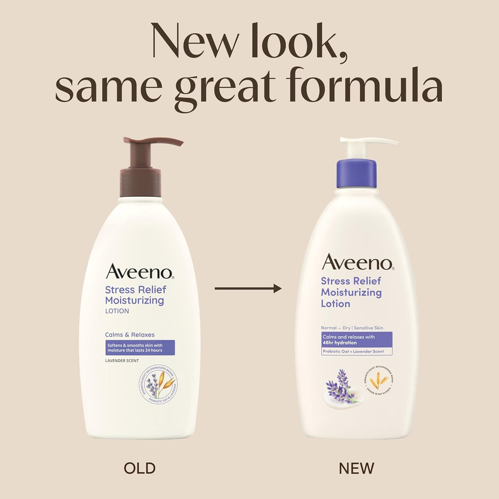 Aveeno Stress Relief Moisturizing Body Lotion with Lavender Scent, Natural