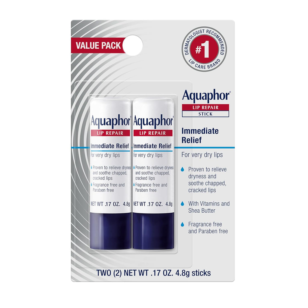 Aquaphor Lip Repair Stick, Moisturizing Lip Balm Pack, Relieves Dryness, 0.17