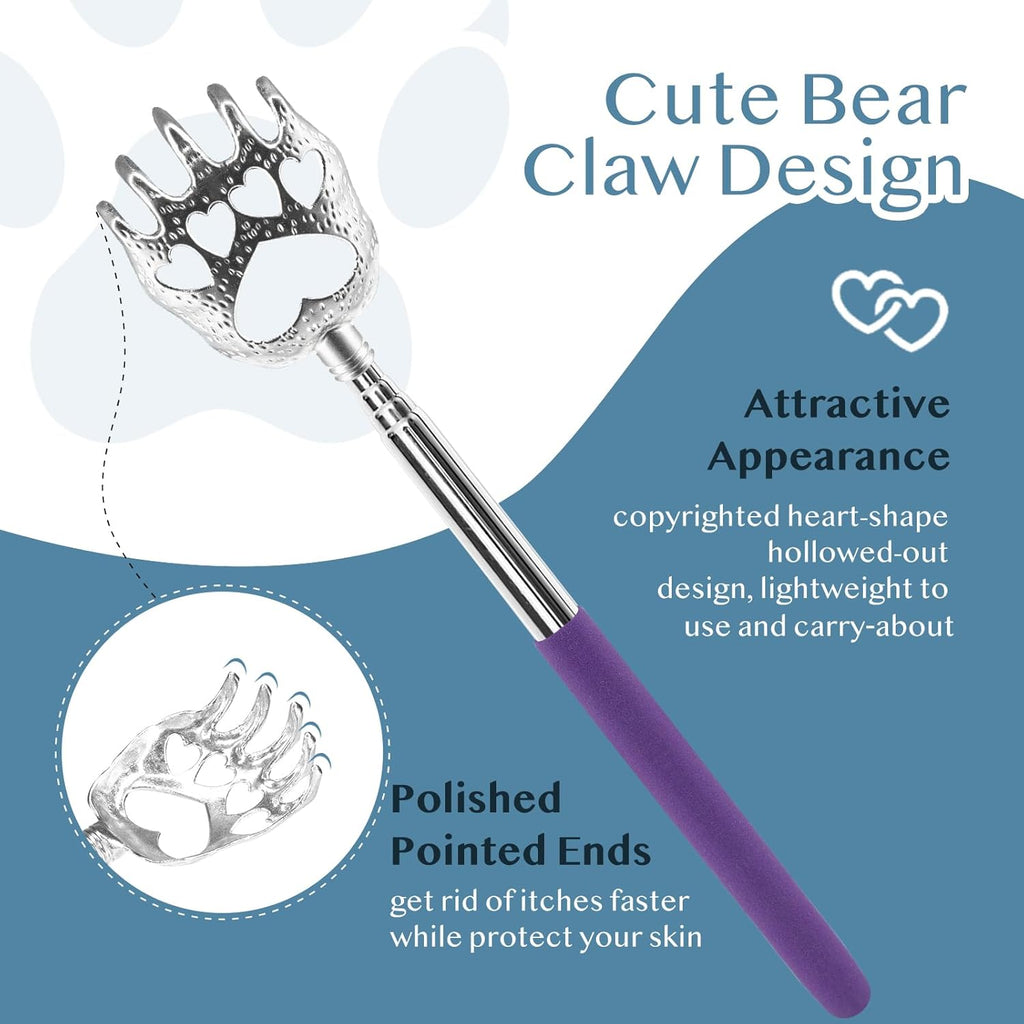 Plazuria (4-Pack) Extendable Back Scratchers - Metal Claws with Telescopic