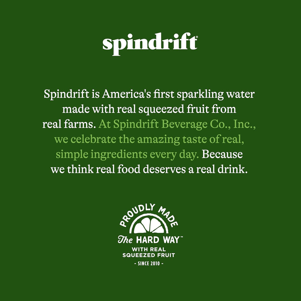 Spindrift Sparkling Water, Lemon Flavored, Made with Real Squeezed Fruit, 12