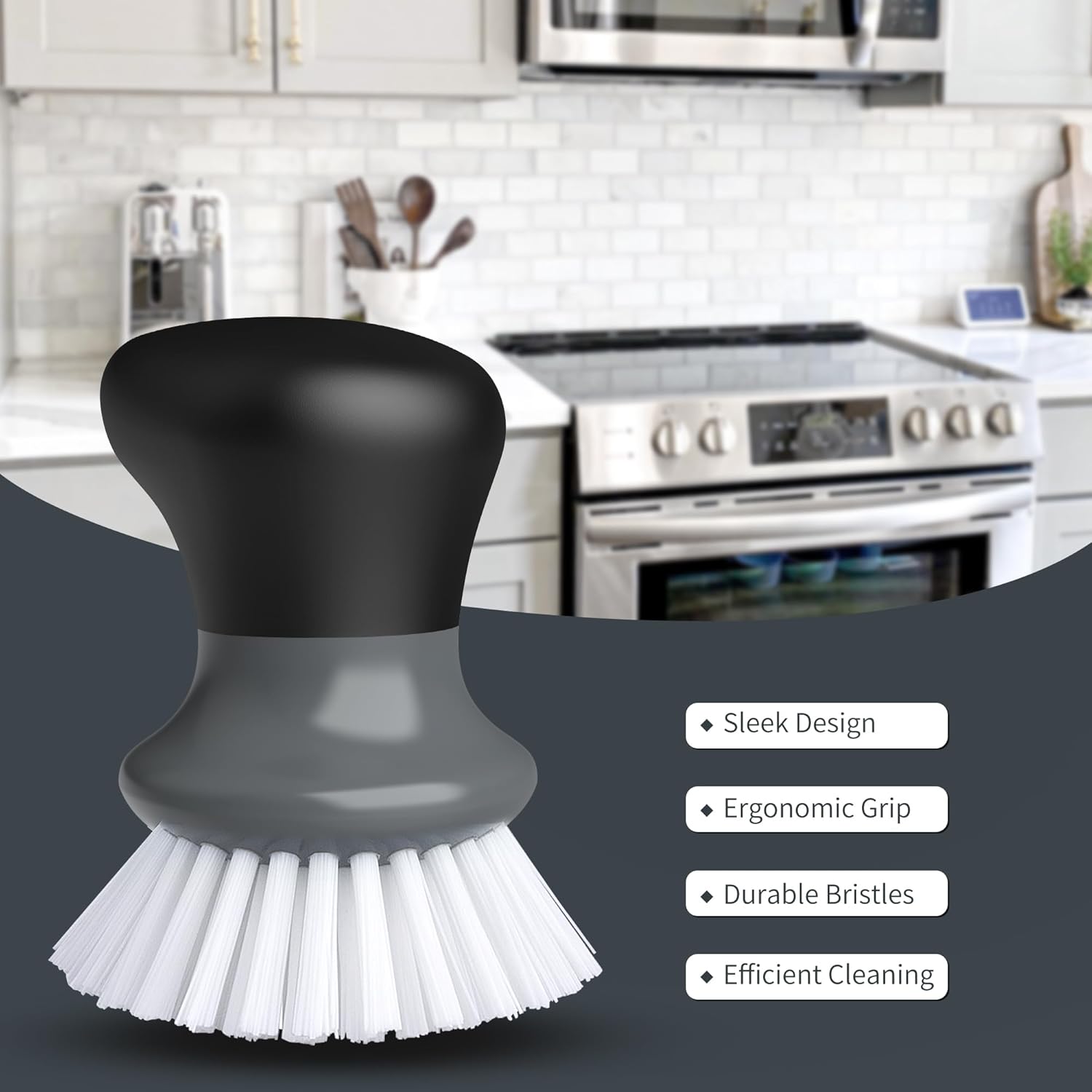 MR.SIGA Dish Scrub Brush, Palm Brush Dish Scrubber with Ergonomic Grip