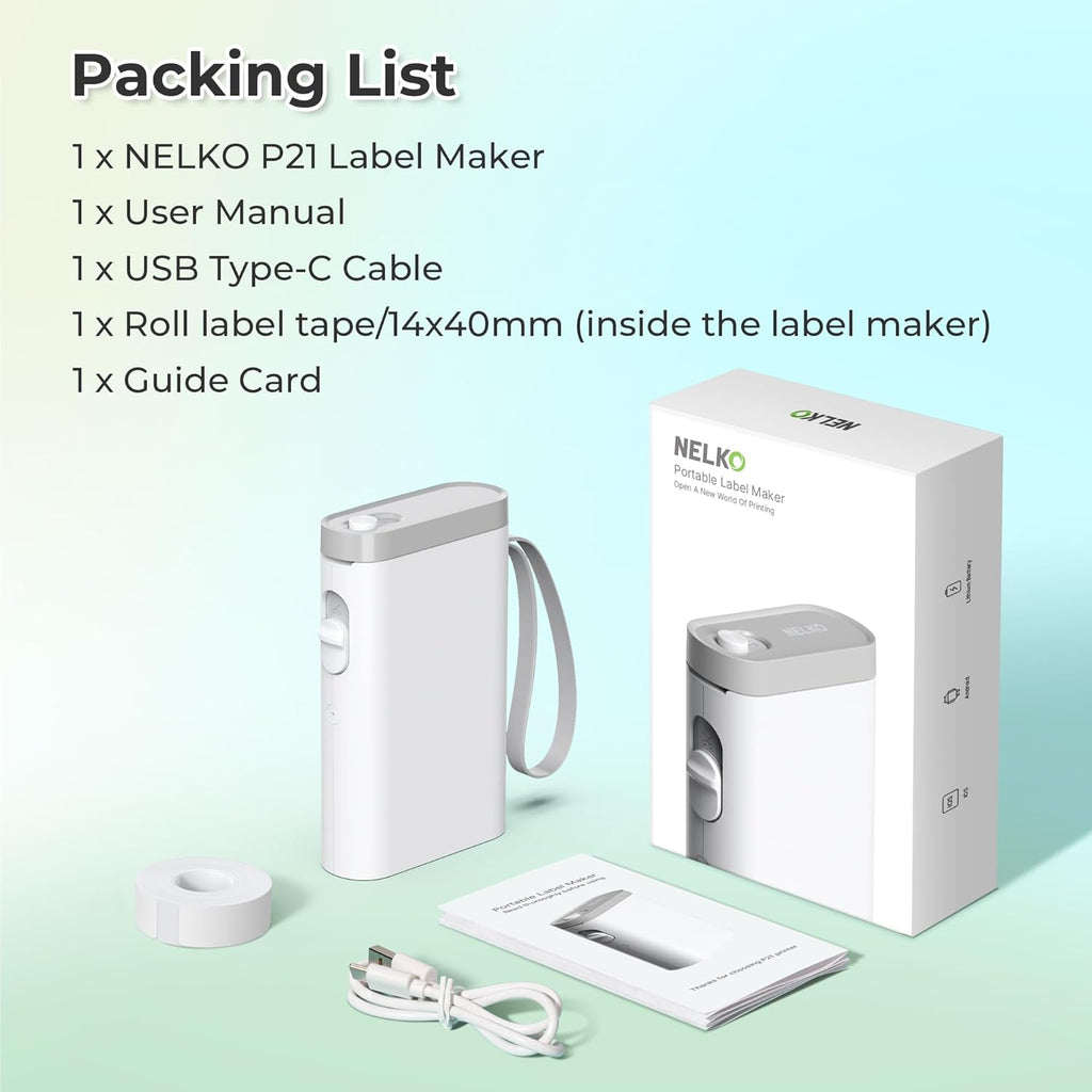 Nelko Label Maker Machine with Tape, P21 Bluetooth Label Printer, Wireless