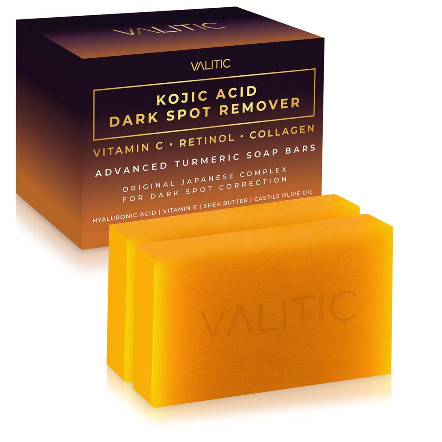 VALITIC Kojic Acid Dark Spot Remover Soap Bars with Vitamin C, Retinol