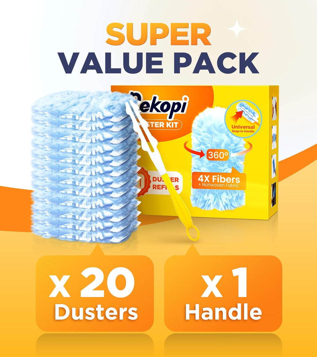 Heavy Duty Duster Refills for Swiffer Duster, 20 Count Duster Refills with 1