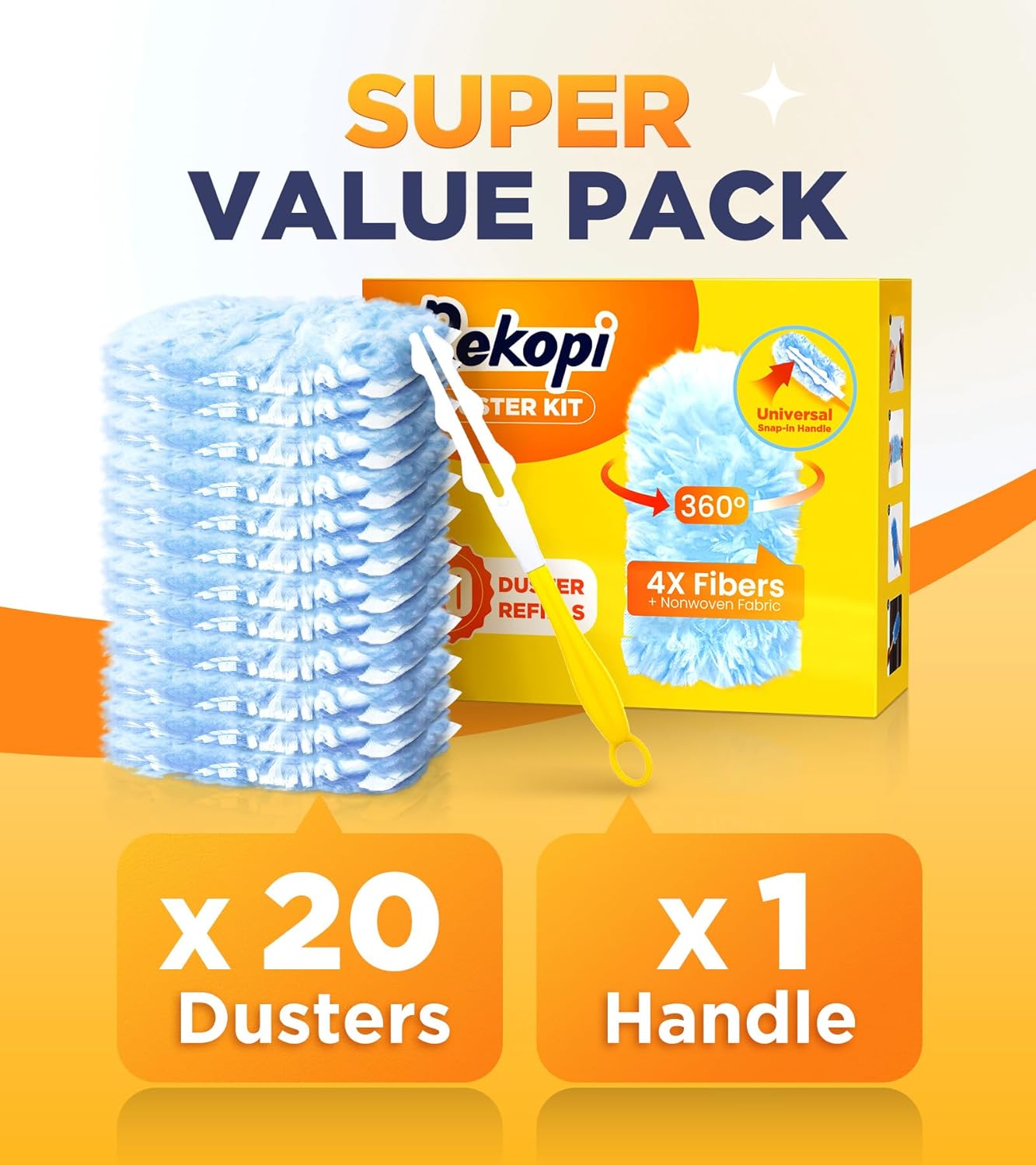 Heavy Duty Duster Refills for Swiffer Duster, 20 Count Duster Refills with 1