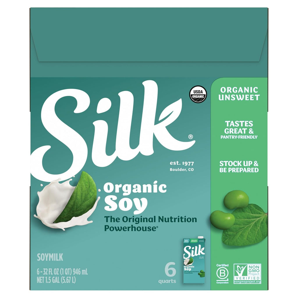 Silk Shelf-Stable Organic Soy Milk, Unsweetened, Dairy-Free, Vegan, Non-GMO