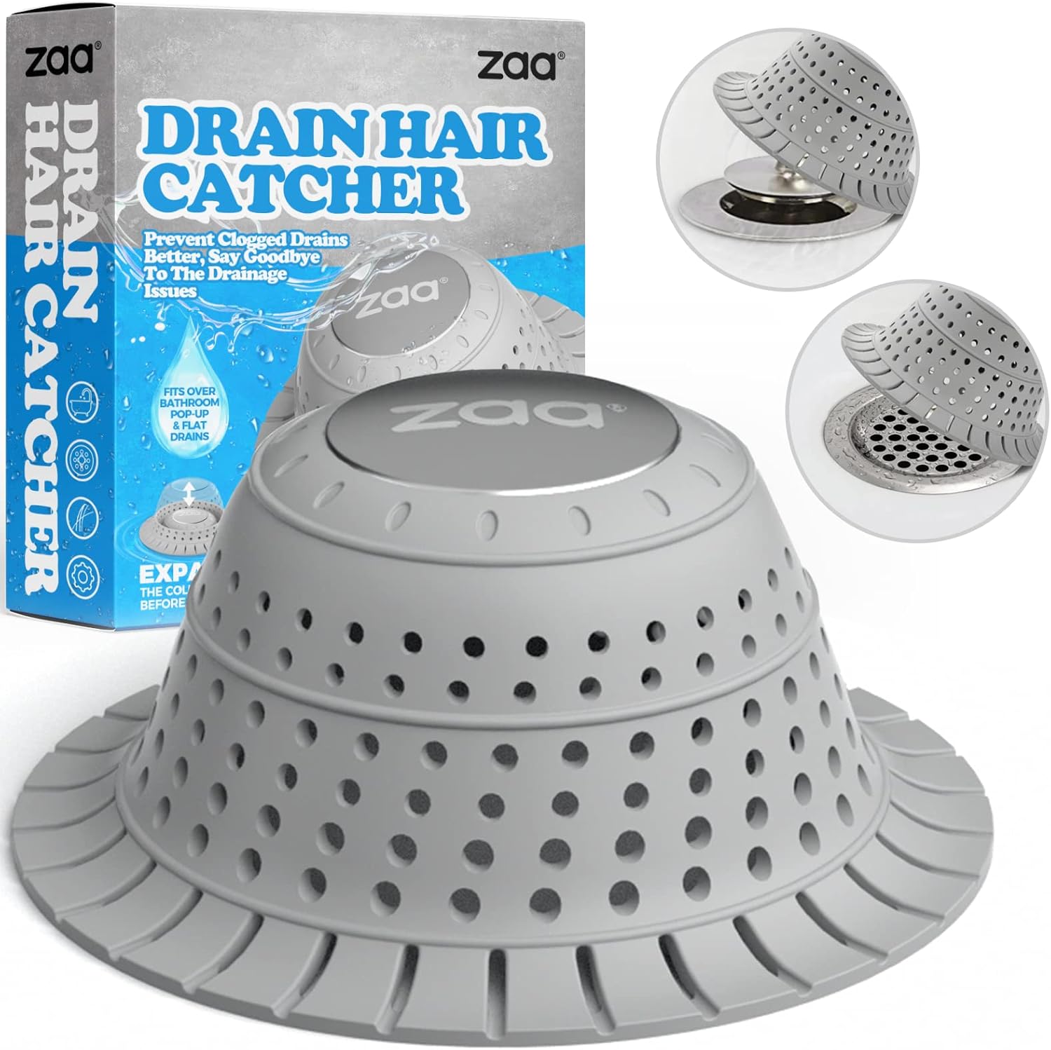 zaa Bathtub Drain Hair Catcher, Premium Silicone Shower Hair Catcher, 1Pack