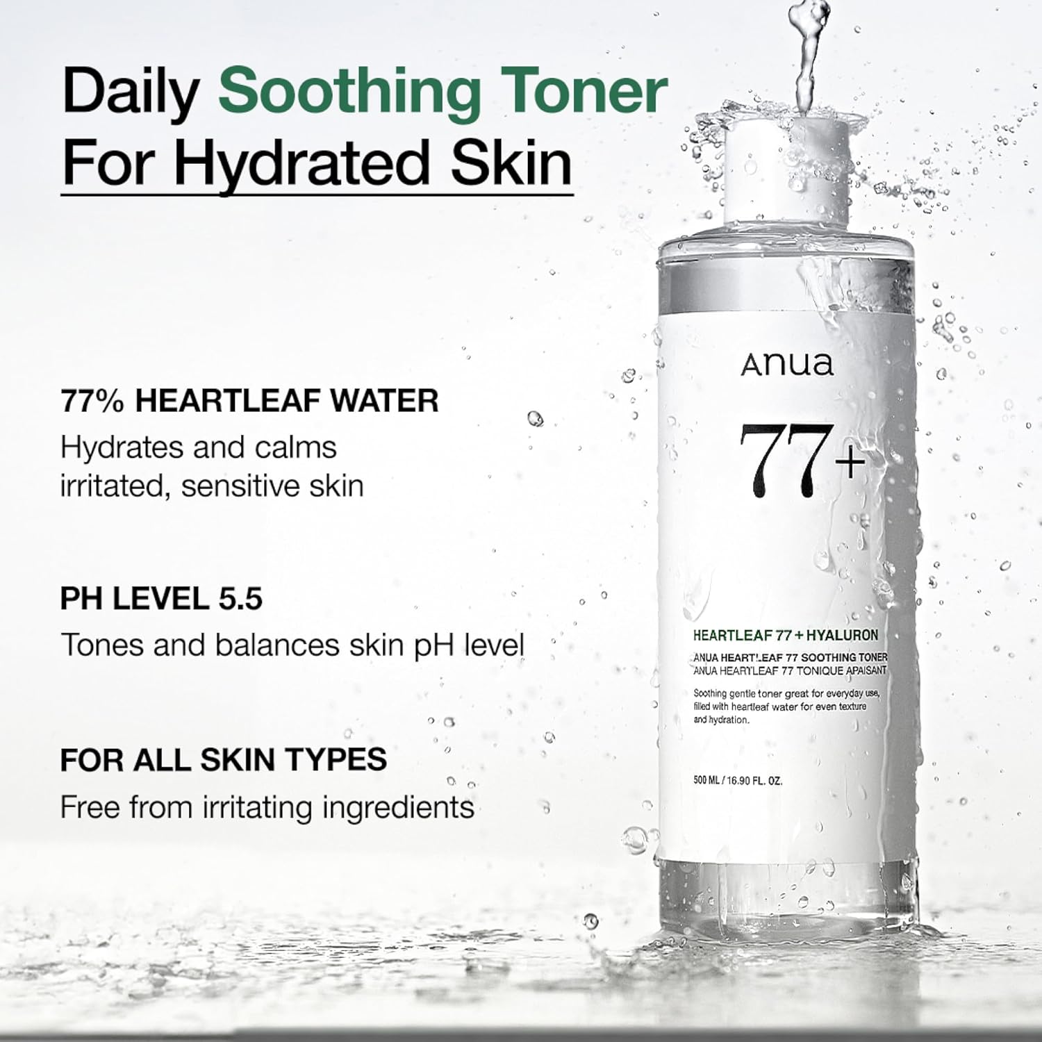 Anua Heartleaf 77 Soothing Toner, Moisturizing & Calming Facial Toner for