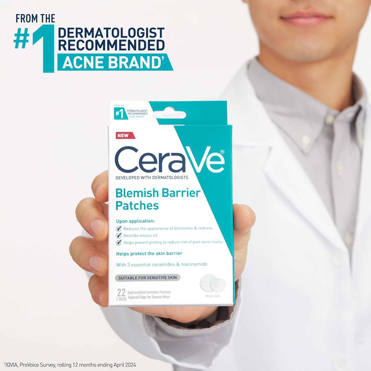 CeraVe Hydrocolloid Blemish Patches, Oil Absorbing Spot Control with