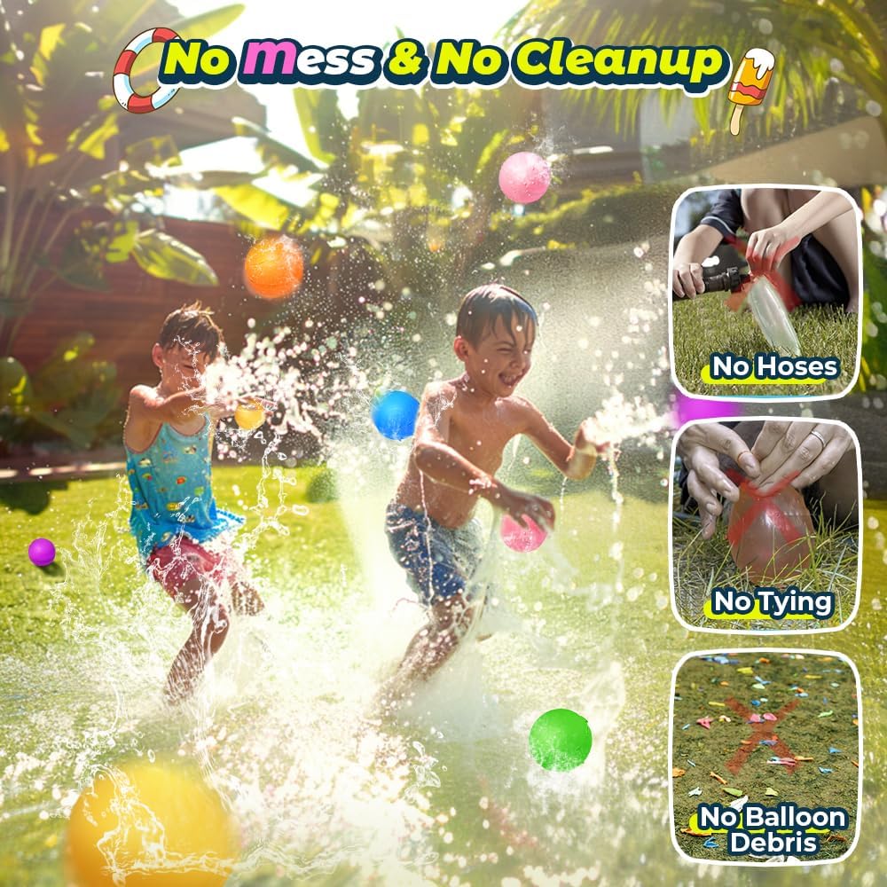 12Pcs Reusable Water Balloons, Pool Beach water Toys for Boys and Girls