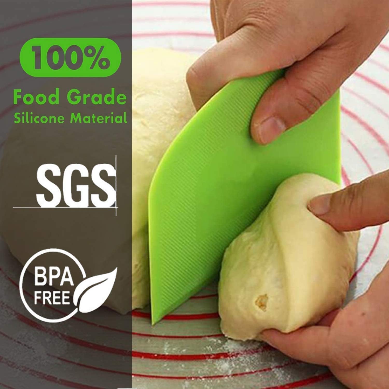 SURDOCA Dough Scraper Bench Scraper - 3P 4.7x3.7" Plastic Flexible Bowl