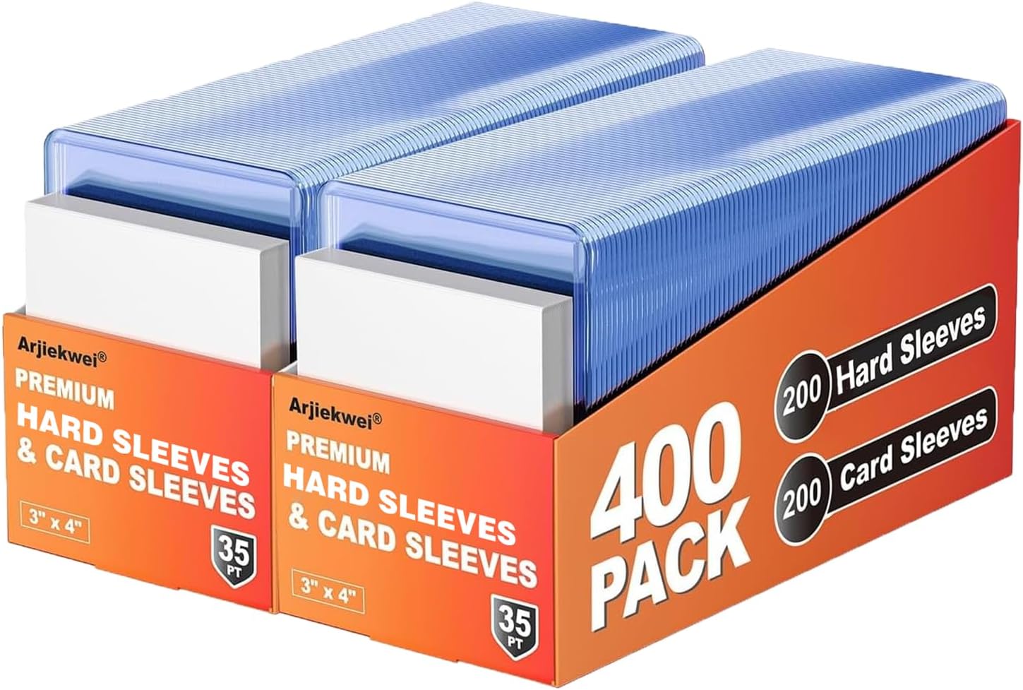 400 Card Sleeves Hard Plastic, Arjiekwei 3"X4" Baseball Cards Protectors