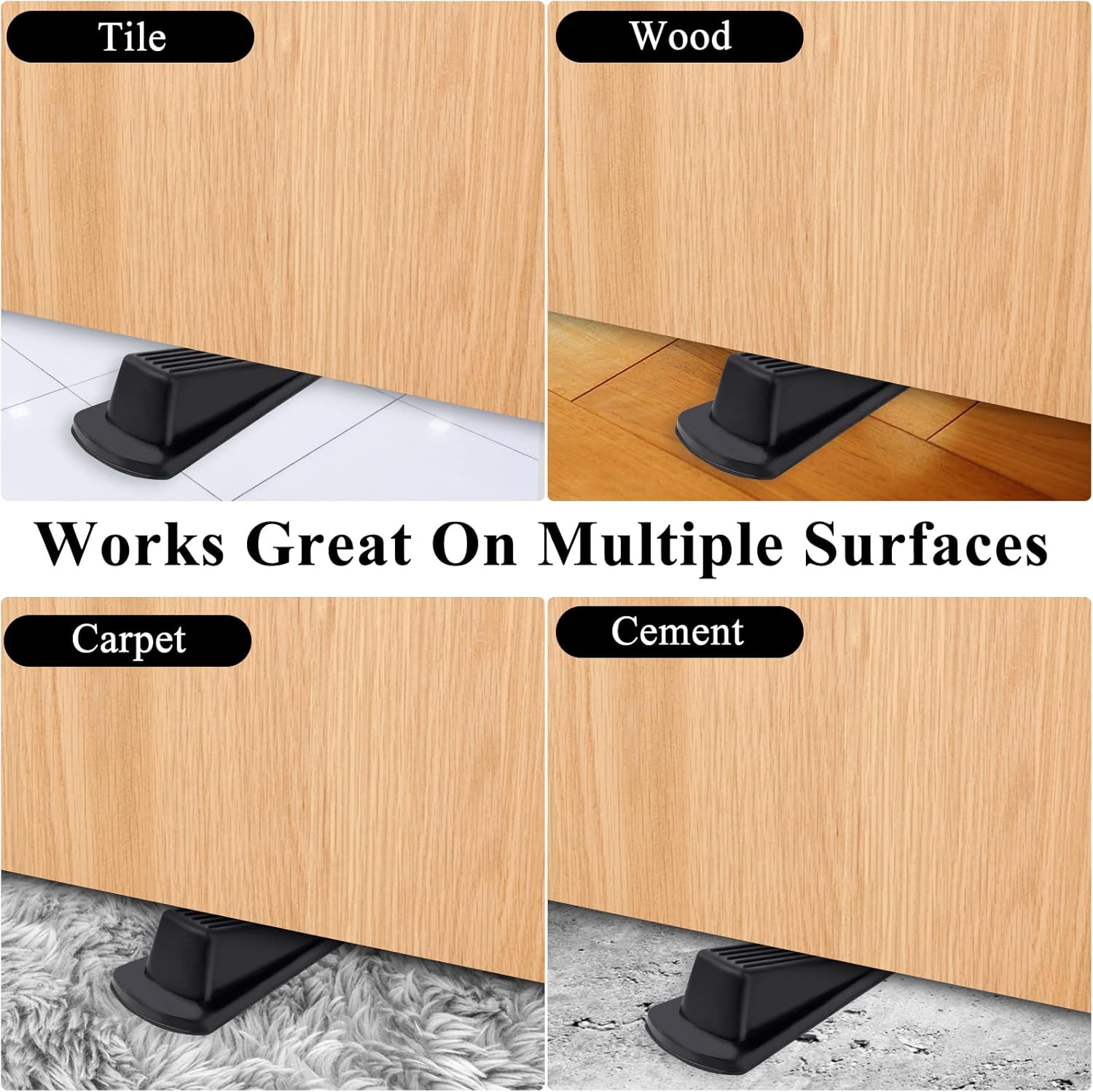 4 Pack Door Stoppers, Rubber for Bottom of Door, Rubber Door Stopper Wedge