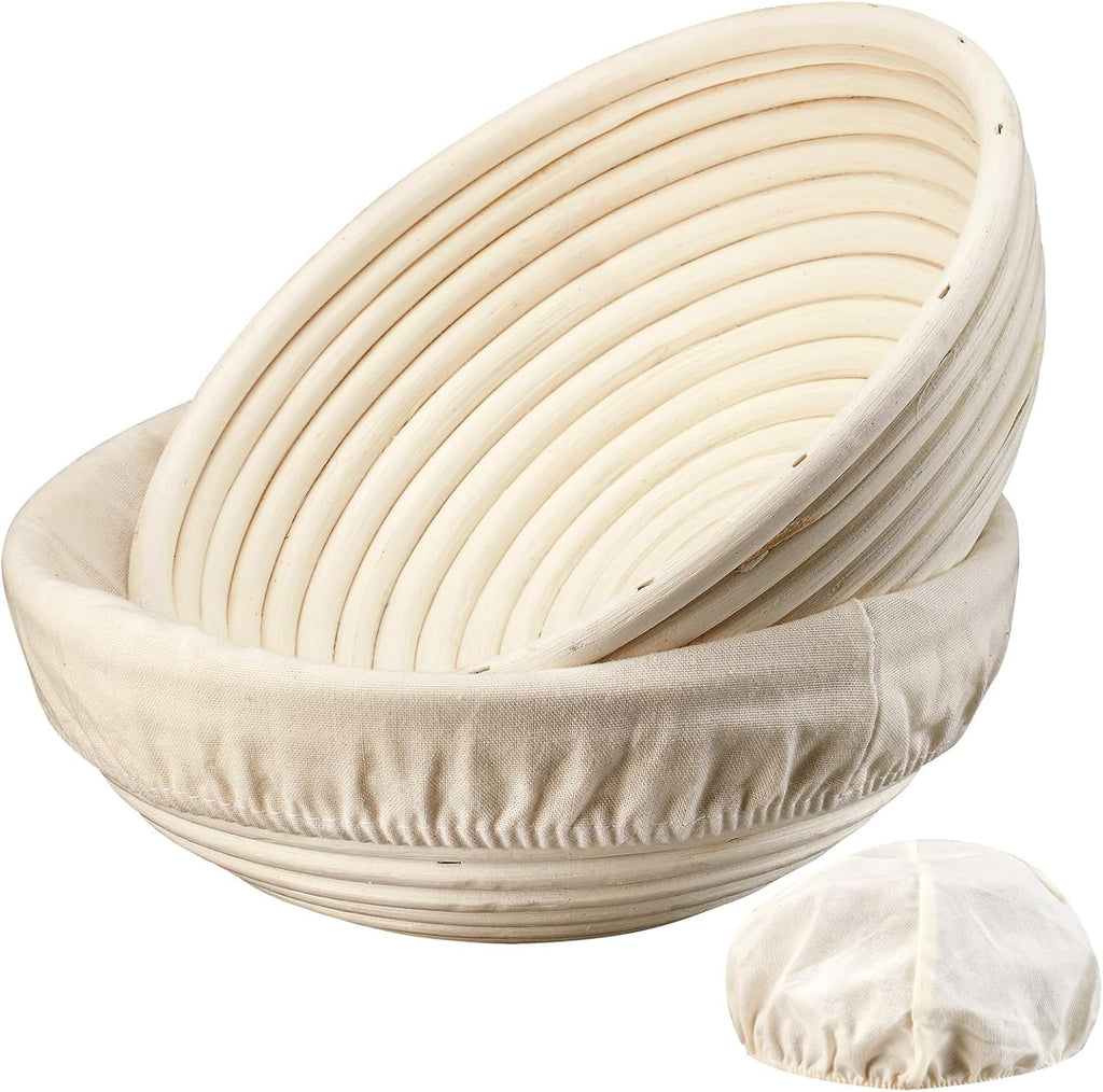 Dimpola Banneton Bread Proofing Basket - 9 inch Banneton Basket Set of 2