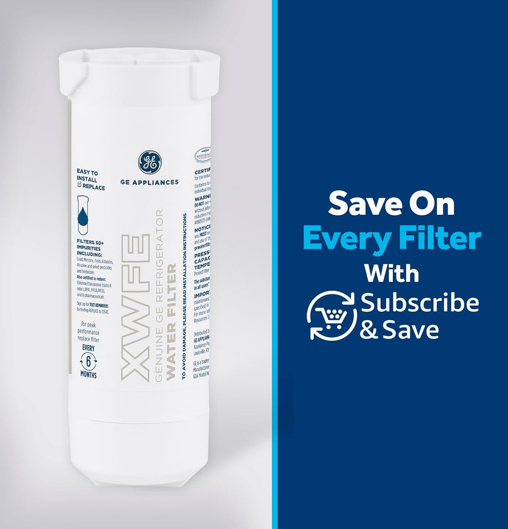 GE XWFE Refrigerator Water Filter, Genuine Replacement Filter, Certified to