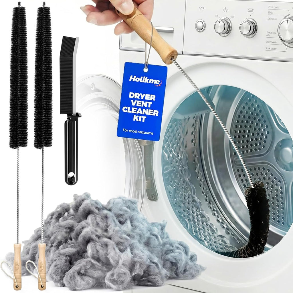 Holikme Dryer Vent Cleaner Kit, 3 Pieces Dryer Lint Brush- Household Supplies