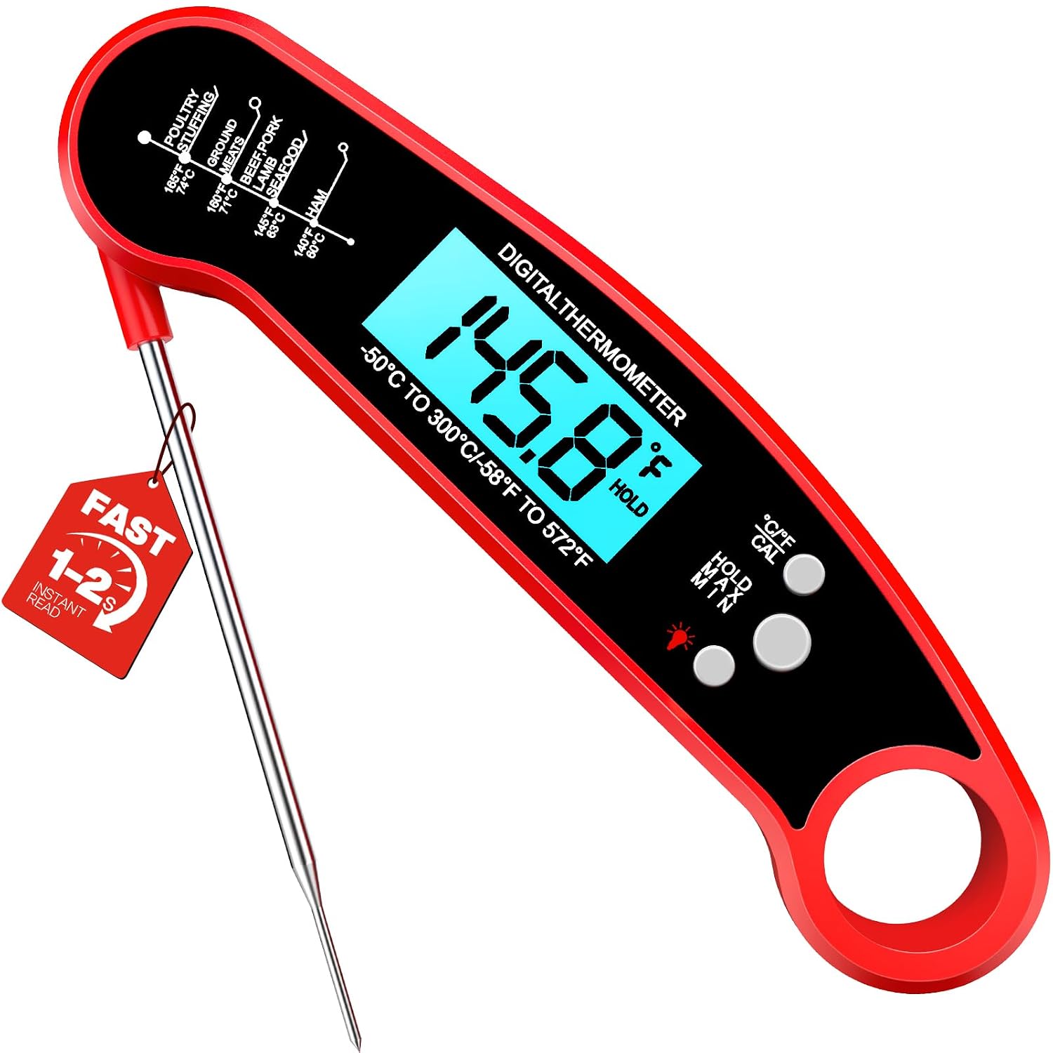 Meat Thermometer Digital, 1-2 Sec Instant Read, Food, Cooking, Grill