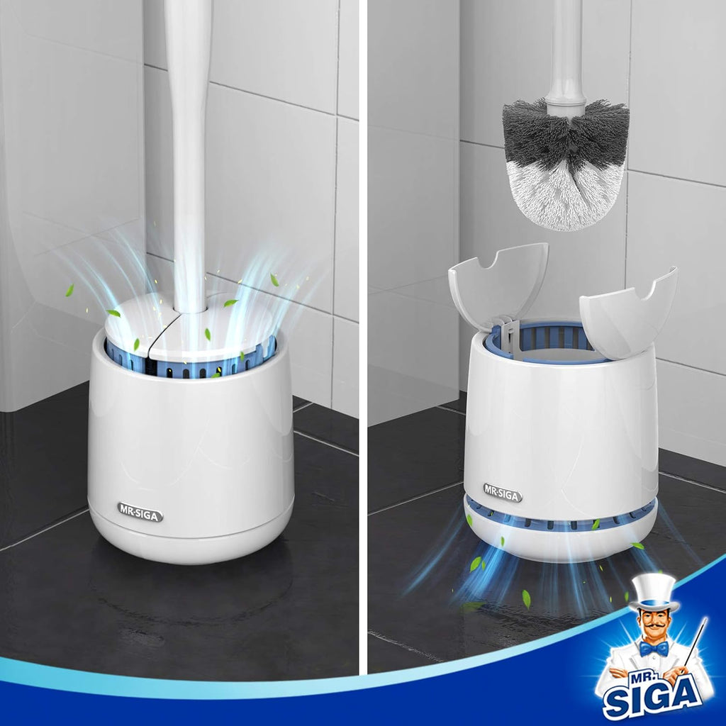 MR.SIGA Toilet Bowl Brush and Holder, Premium Quality, with Solid Handle and