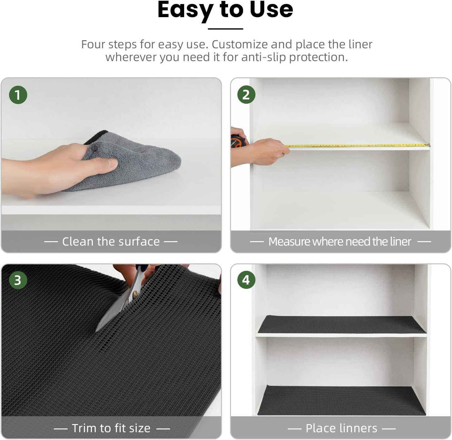 BAGAIL Drawer and Shelf Liner, 12 in X 10 Ft Non-Adhesive Shelf Liners for