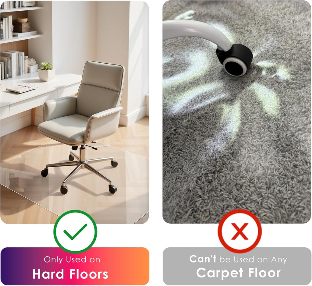 Kuyal Clear Chair mat for Hard Floors 36 x 48 inches Transparent Floor Mats