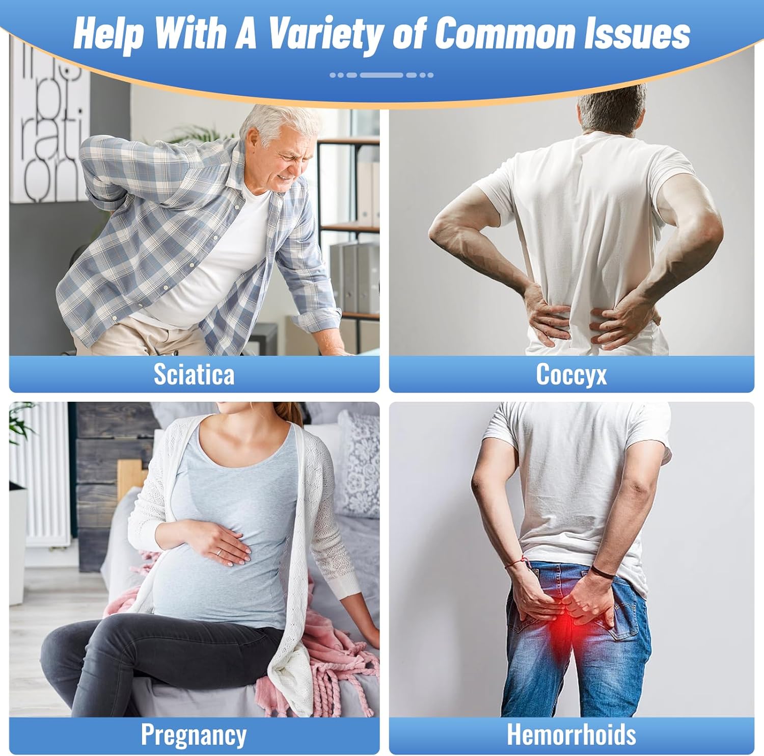 Donut Pillow Seat Cushion Chair Pad for Tailbone Pain Relief and Hemorrhoids