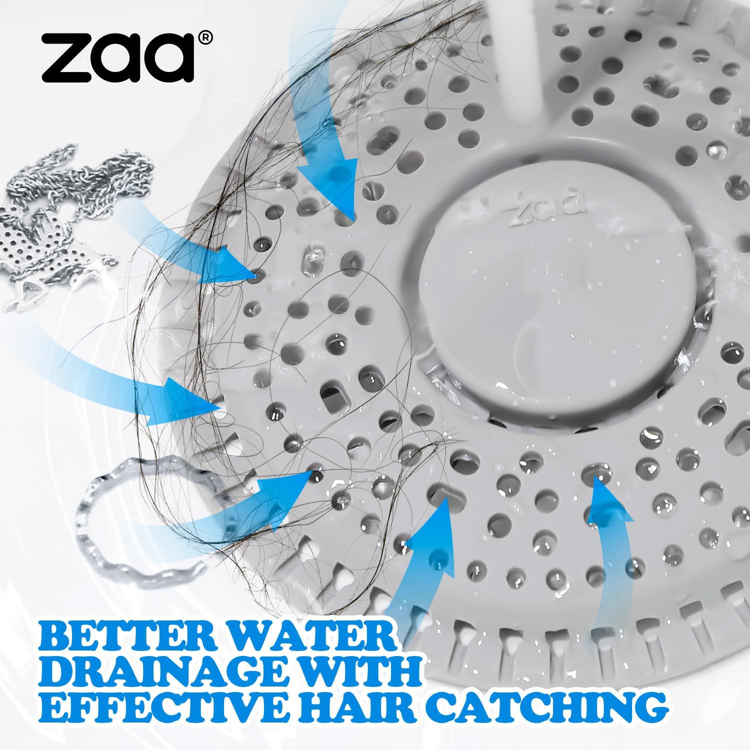 zaa Shower Drain Hair Catcher, 2 Pack Premium Silicone Drain Protector &