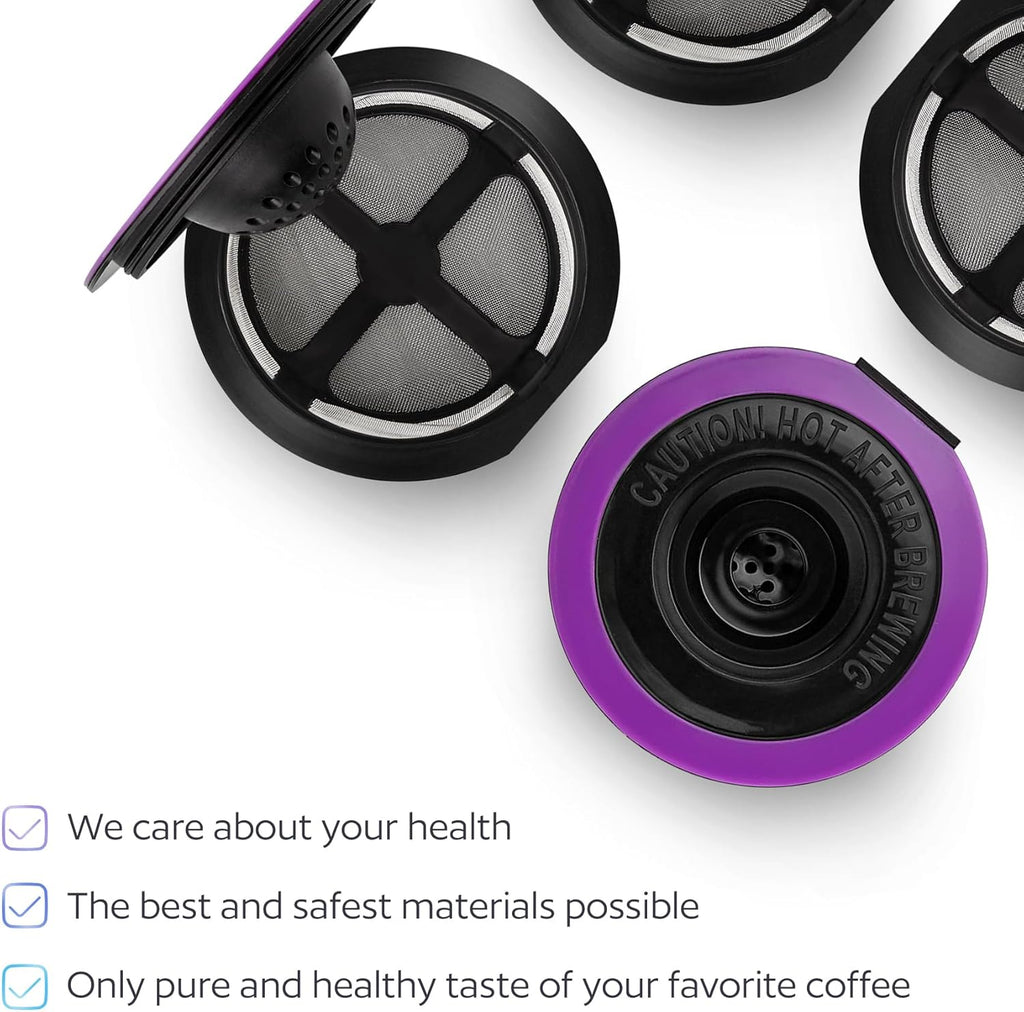 4 Black Reusable K Cups for Keurig Coffee Makers - Compatible with Keurig
