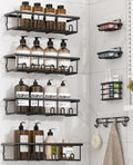 8 Pack Adhesive Bathroom Holders & Dispensers for Kids & Adults, Black
