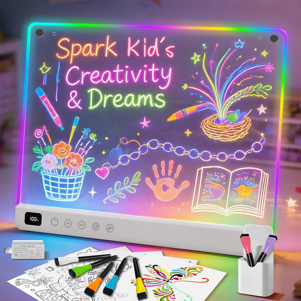 Led Drawing Board with 13 Light Effects, 16" Rechargeable Glow Doodle LED