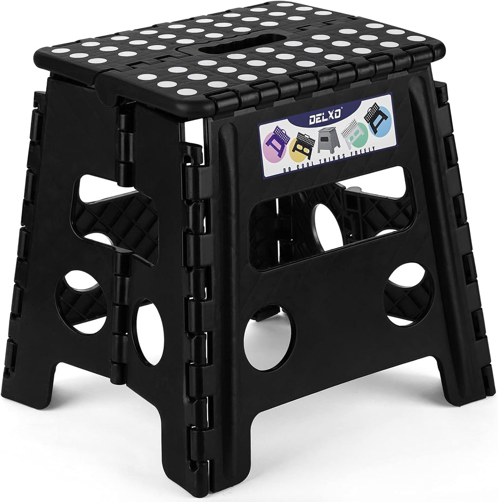 Delxo Folding Step Stool, 13 inch Non-Slip Foldable Stools Up to 300 LBS