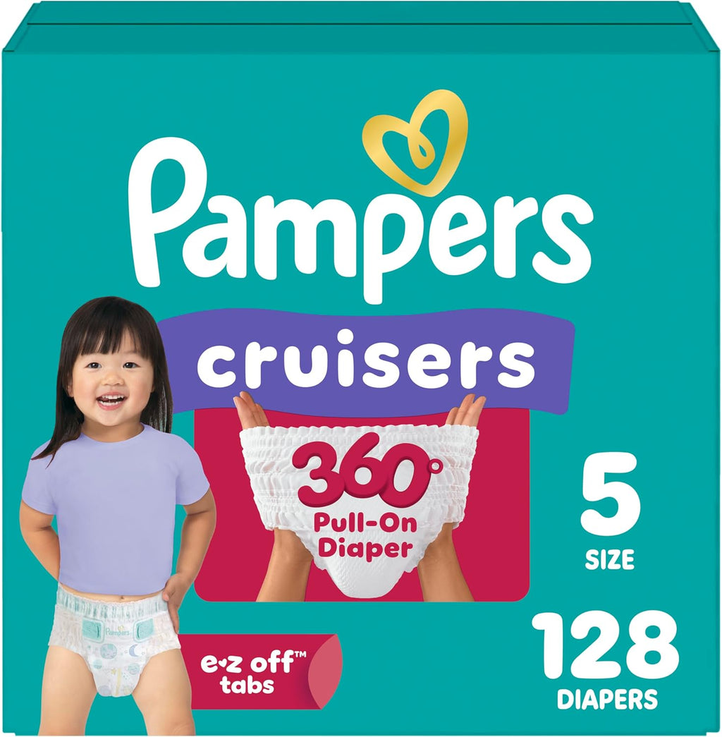 Pampers Diapers - Cruisers 360 - Size 5, 128 Count, Babyproof up to 100%